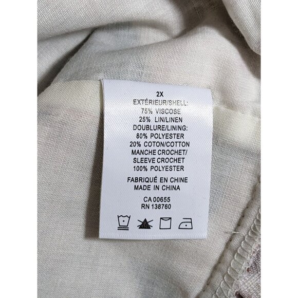 Additionelle New With Tags Blouse Top Womens Plus 2X Floral Smocked Back Linen - Picture 11 of 11